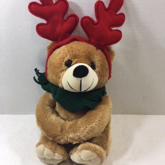 DAN DEE Christmas Teddy Bear Plush Stuffed Toy Green Scarf Magnetic Paws 12" - Picture 1 of 7